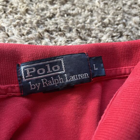 Polo Ralph Lauren Men’s Large Red Polo Short Sleeve Shirt Pony Cotton Casual - Picture 4 of 7